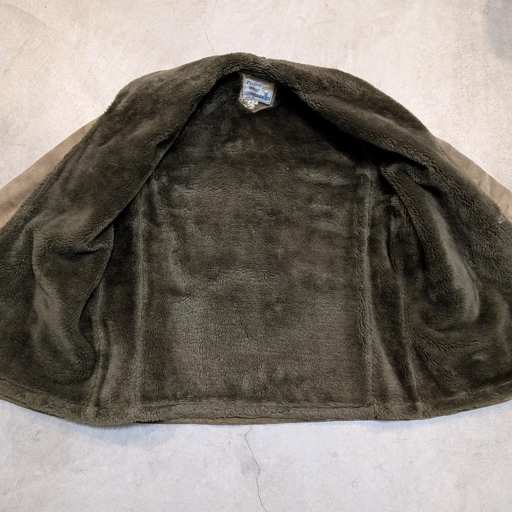 VTG Pioneer Wear Overcoat Men's 42 (S-M) Brown Faux Lined Outerwear USA Made